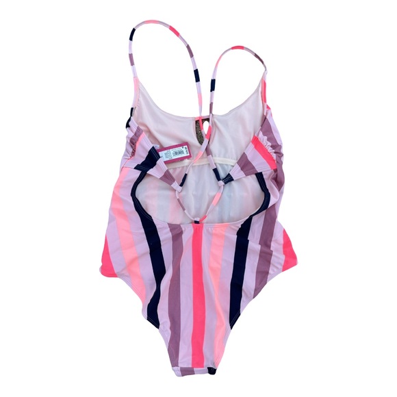 Xhilaration | NWTs Pink Striped Strappy Back One Piece Swimsuit - Picture 3 of 4